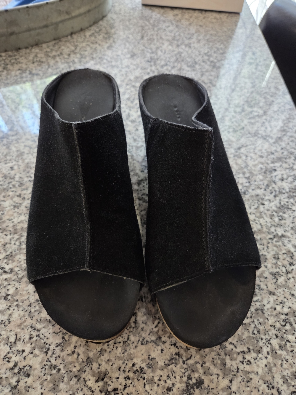 Volatile Black Suede Open-Toe Mule Slides